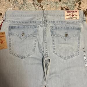 NWT True Religion Straight Flap Pocket Jeans Size 40 Light Wash Y2K
